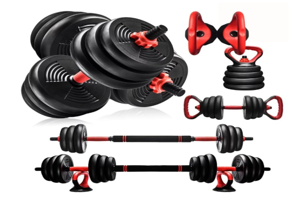 Burnlab 6 in 1 Home Gym Set 20 KG | Dumbbells, Barbell, Kettlebell & Push-Up Kit